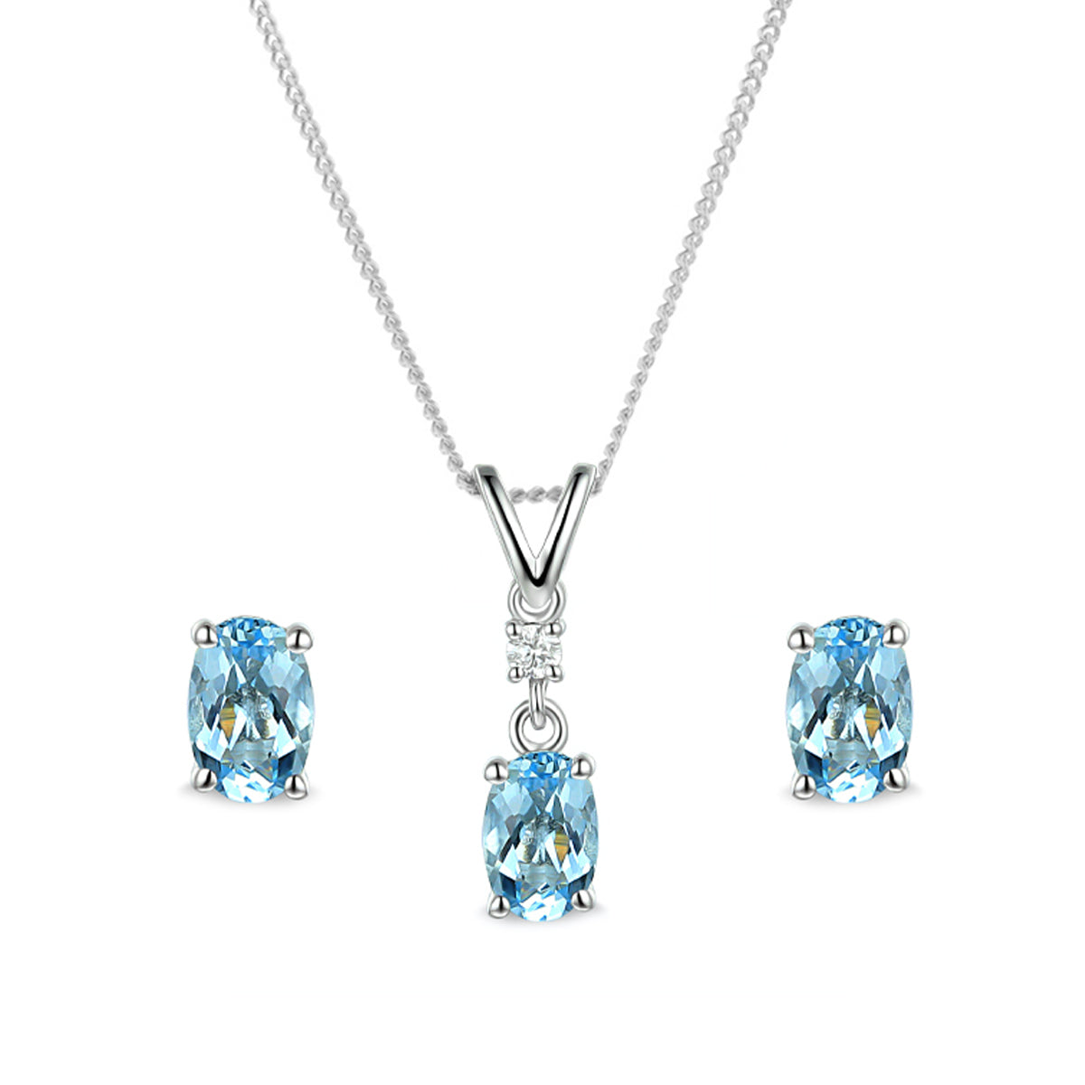 Aquamarine necklace and sales earring set