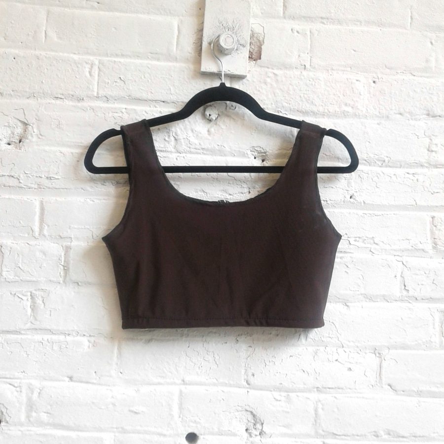 Becca Two Tone Cropped Sports Bra - Mahogany/Tan - MESHKI U.S