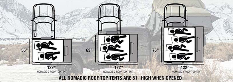 OVS Nomadic Rooftop Tent Sizes