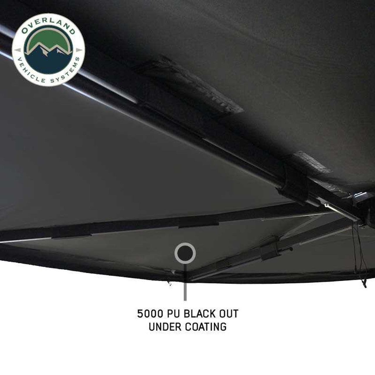 overland vehicle systems xd nomadic 270 blackout awning 5000 pu under coating