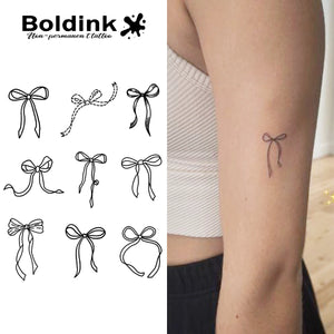 Bowknot Temporary Tattoo,Lasts To 15 Days New Technology Magic Waterproof Semi Permanent Sticker - Latifa Beauty