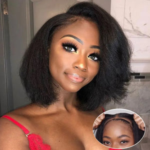 13x4 Lace Front Bob Wig With Kinky Edges Lace Human Hair - Latifa Beauty