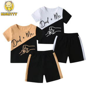 1-5Years Cute Toddler Baby Boy Summer 2pcs Clothes Set New Printed Short Sleeve Patchwork T-shirt Top with Short Pants Outfits - Latifa Beauty