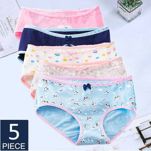 5Pcs Cotton Underwear Women's Panties Plus Size Briefs Girls Calcinha Sexy Lingerie Ladies Panty Print Cartoon Female Underpant - Latifa Beauty