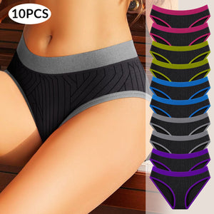 10pcs Women's Panties Seamless Panties Low Waist Seamless Panties Fashion Clash of Colors Comfortable Shape Black Panties - Latifa Beauty