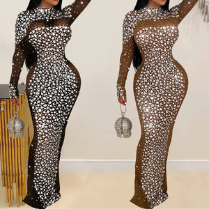 Elegant Party Dresses Wedding Rhinestones Long Maxi Ready Prom Dress Women Evening Dress Mesh Crystal Gown Birthday Vestido - Latifa Beauty