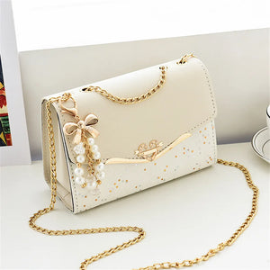 Trendy Sequin Single Shoulder Bags PU Leather Handbag with Tassel Pendant - Latifa Beauty