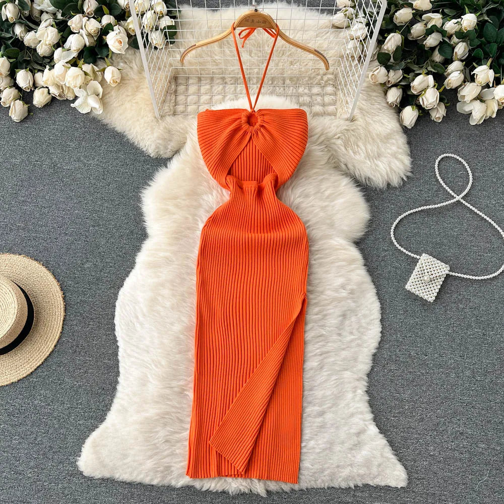 Sexy Package Hips Split Knitted Summer Dress