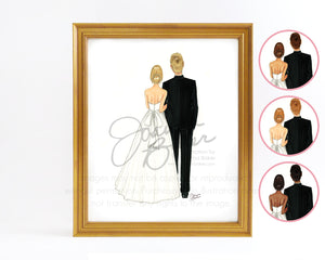 Bride Groom Wedding Fashion Illustration Art Print Joanna Baker