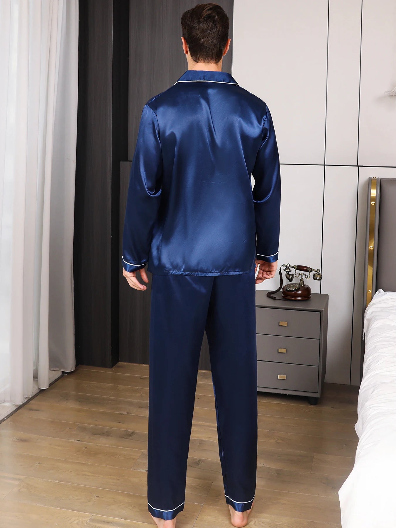 Men's long sleeve satin pyjamas