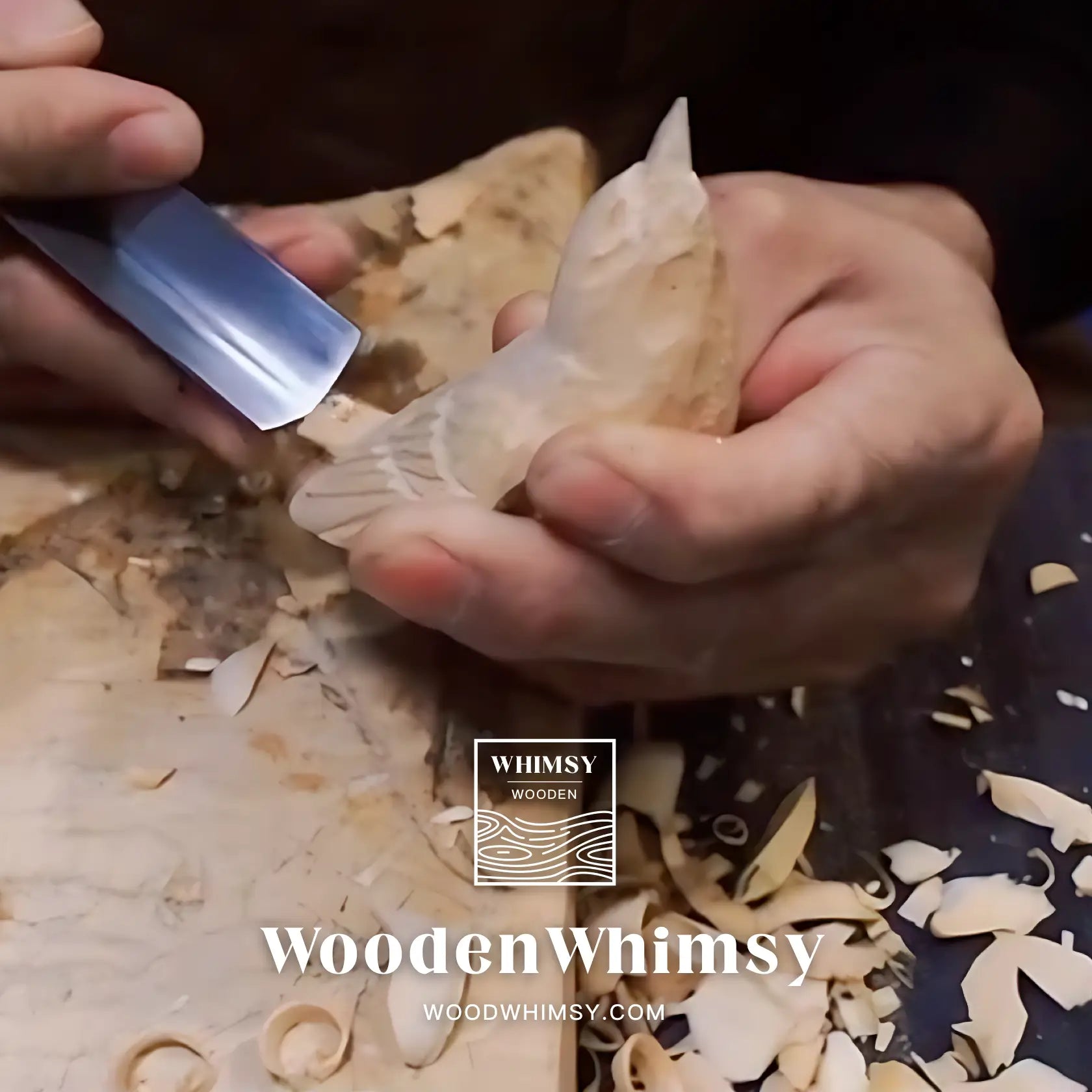 Artisan Hand-Carving and Painting a Wooden Bird, Showcasing Unique Details