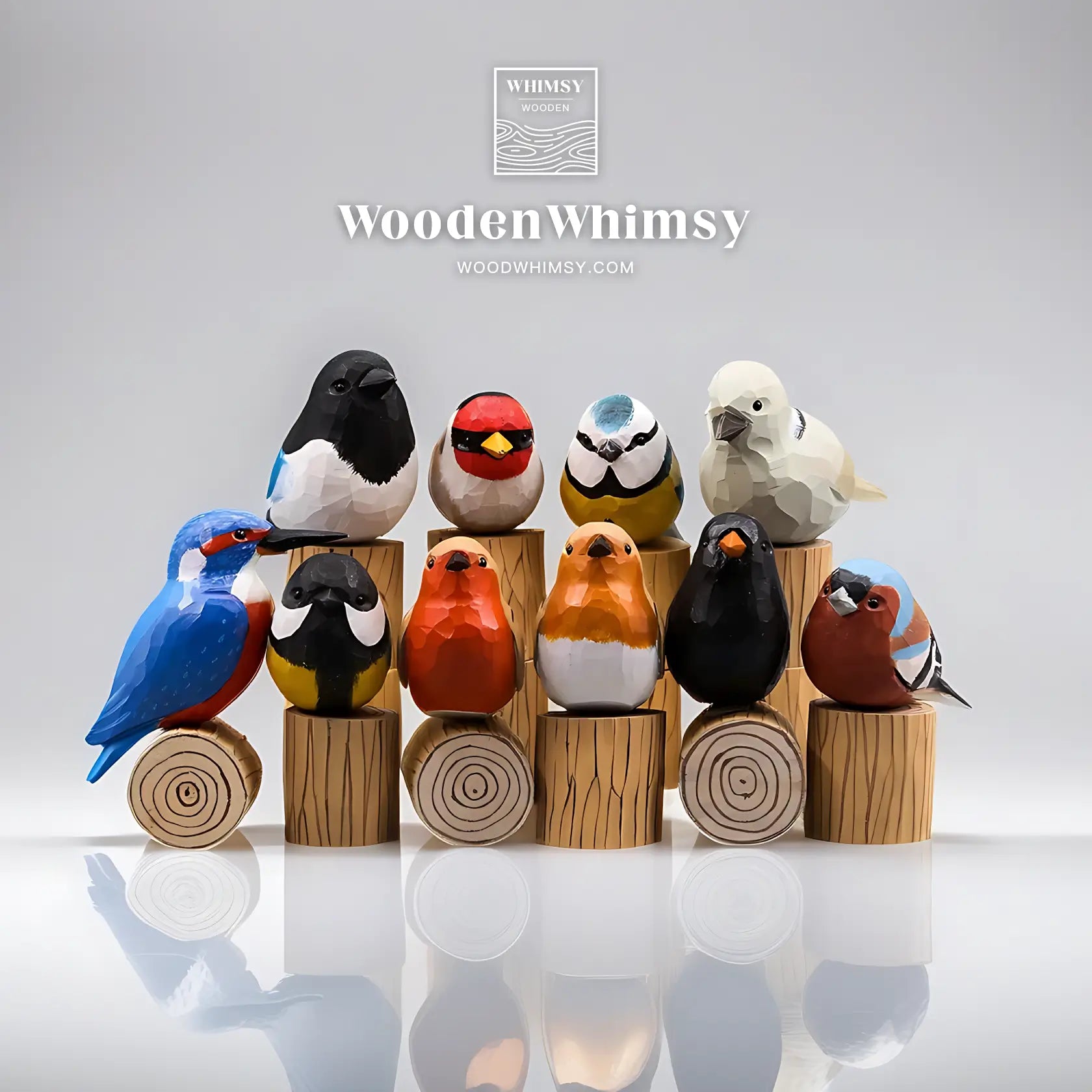 Promotional Display for Discounted Wooden Birds, Regularly Priced at $39, Now $26