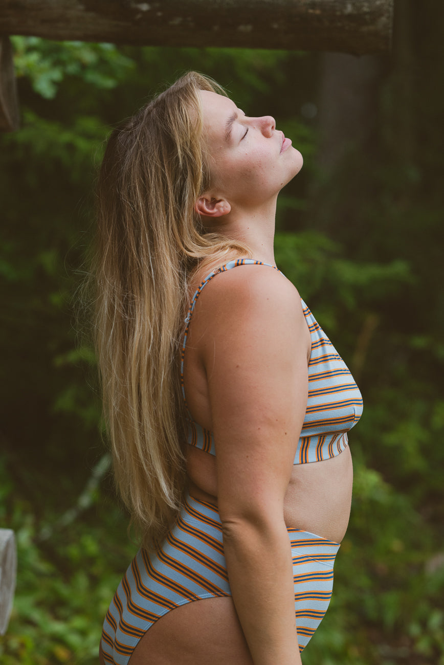 Orange Stripe Retro Bralette