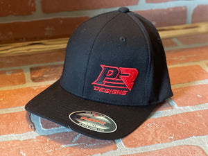 Embroidered Red PR Designs Offset Logo FlexFit Hat - Paisley Rae Designs 