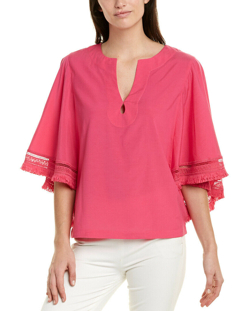 Trina Turk Carry On Fringe-Trim Silk-Blend Top, Raspberry Sorbet – West ...