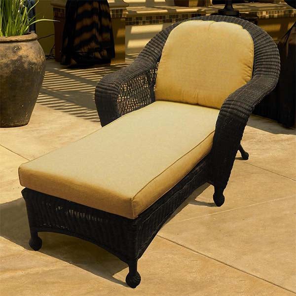 Replacement Cushions for Catalina Single Chaise Lounge- front left view with background