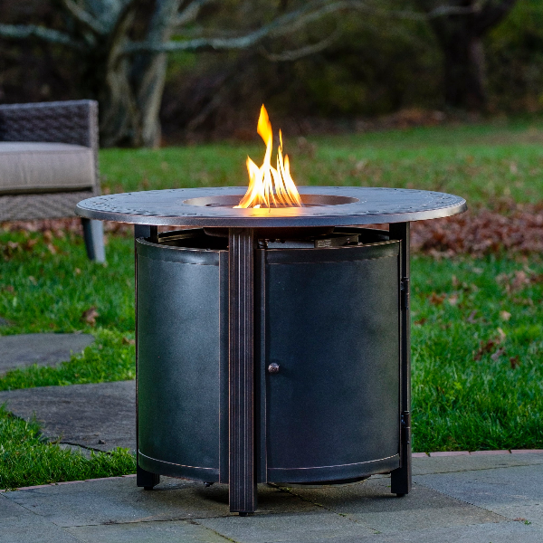 Alfresco Home Walden Topaz Cast Aluminum 44 Round Fire Pit Table