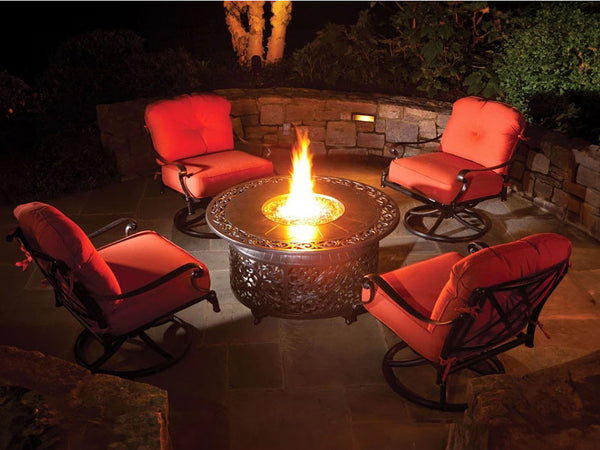 Alfresco Home Bellagio 48' Aluminum Black Round Fire Pit Table