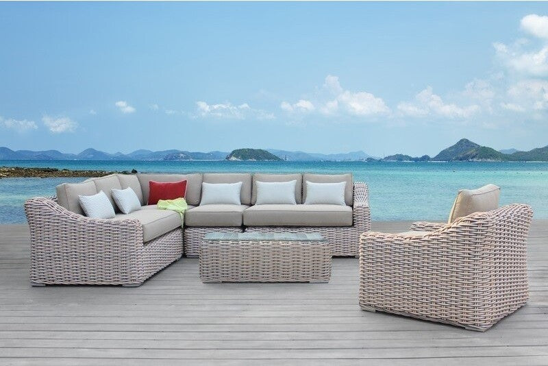 Discover the Allure of OUTSY Lana 4-Piece Outdoor Wicker Furniture Set in  Brown with Wicker Coffee Table