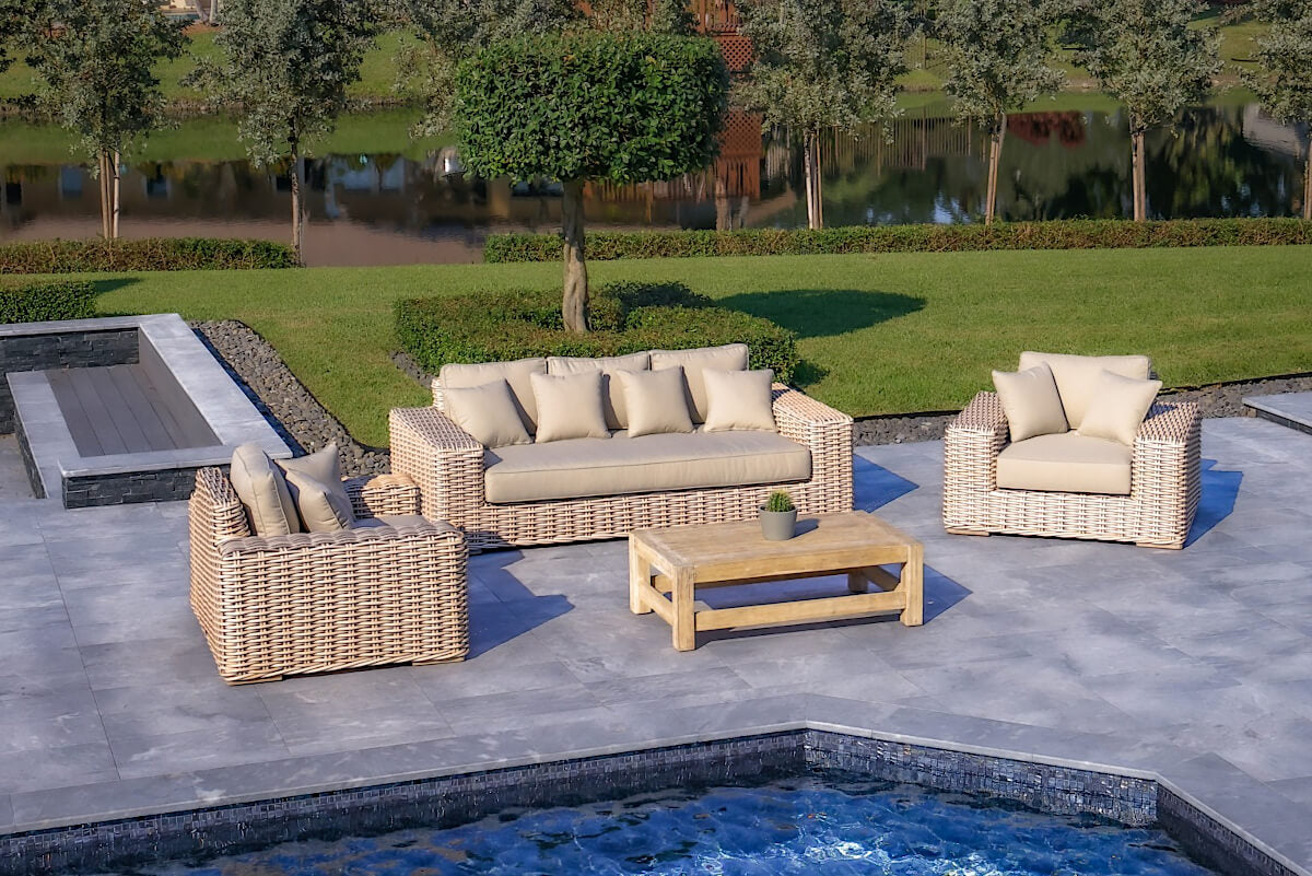 Discover the Allure of OUTSY Lana 4-Piece Outdoor Wicker Furniture Set in  Brown with Wicker Coffee Table