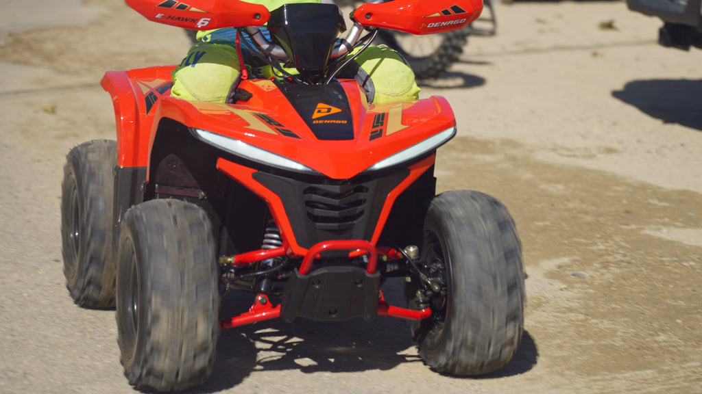 Person riding on the Denago Powersports E Hawk 6 ATV