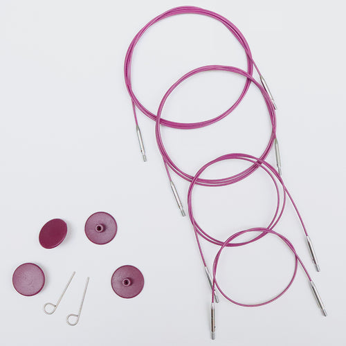 knit pro purple steel cables 360° swivel and fixed