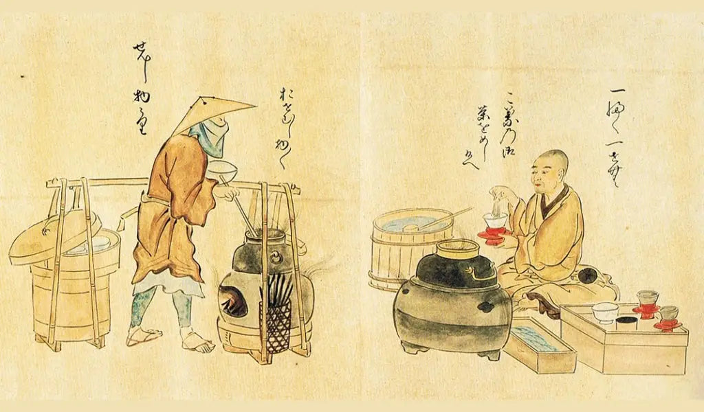 japanischer Mönch, der Tee serviert