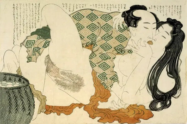 Druck Shunga von Hokusai