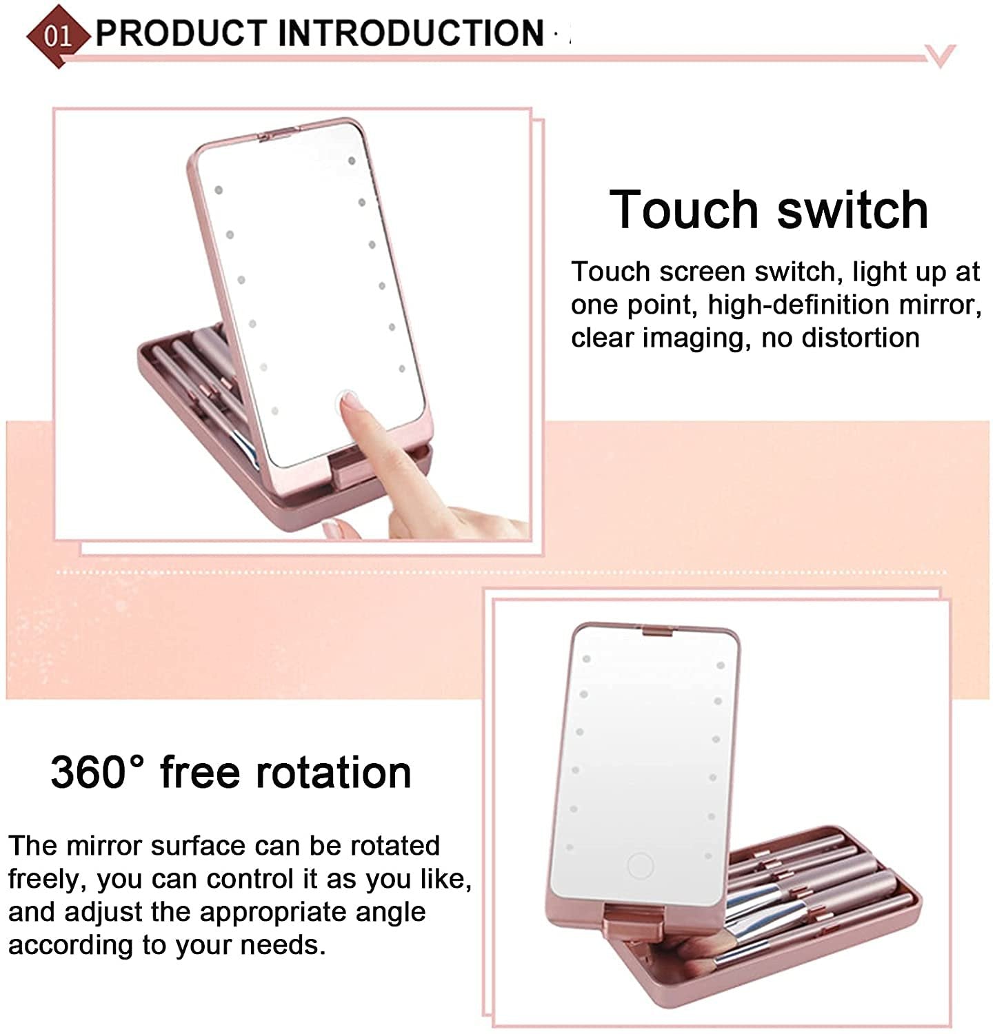 Hot Sale 49%OFFTravel Makeup Brush Set  with LED light - Image 6