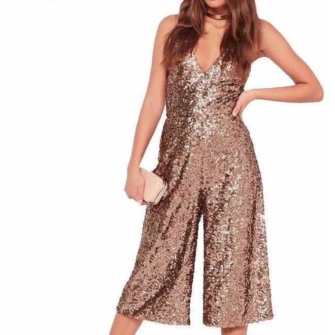 bronze sequin jumpsuit