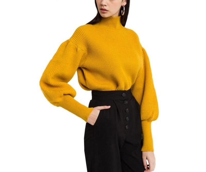 yellow turtleneck sweater