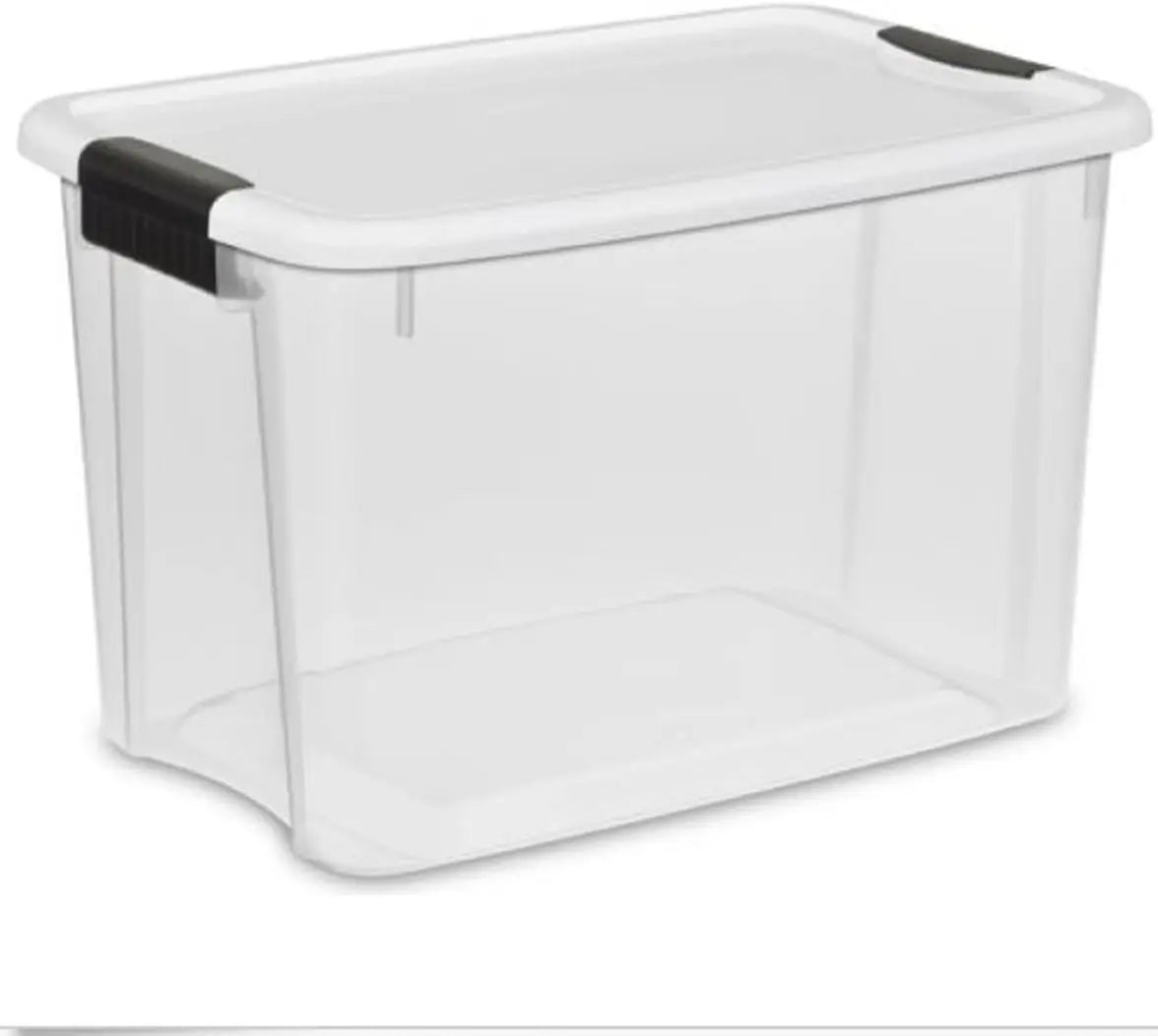 Triogift Sterilite 30 Qt Ultra Latch Box, Stackable Storage Bin with Lid, Plastic Container with Heavy Duty Latches to Organize