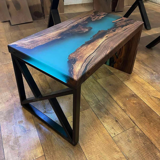 Waterfall Wood Epoxy River Desk – ER Casa