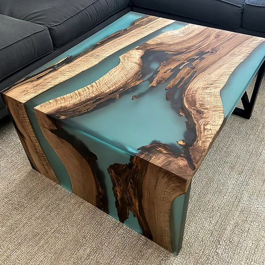 Waterfall Wood Epoxy River Desk – ER Casa