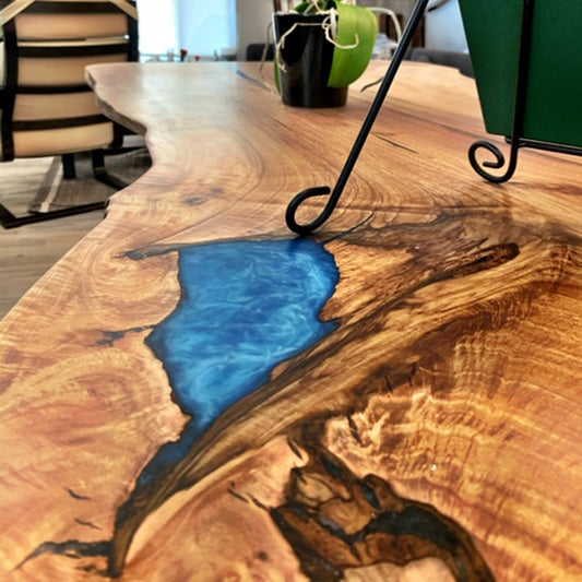 Wood And Epoxy Waterfall Table