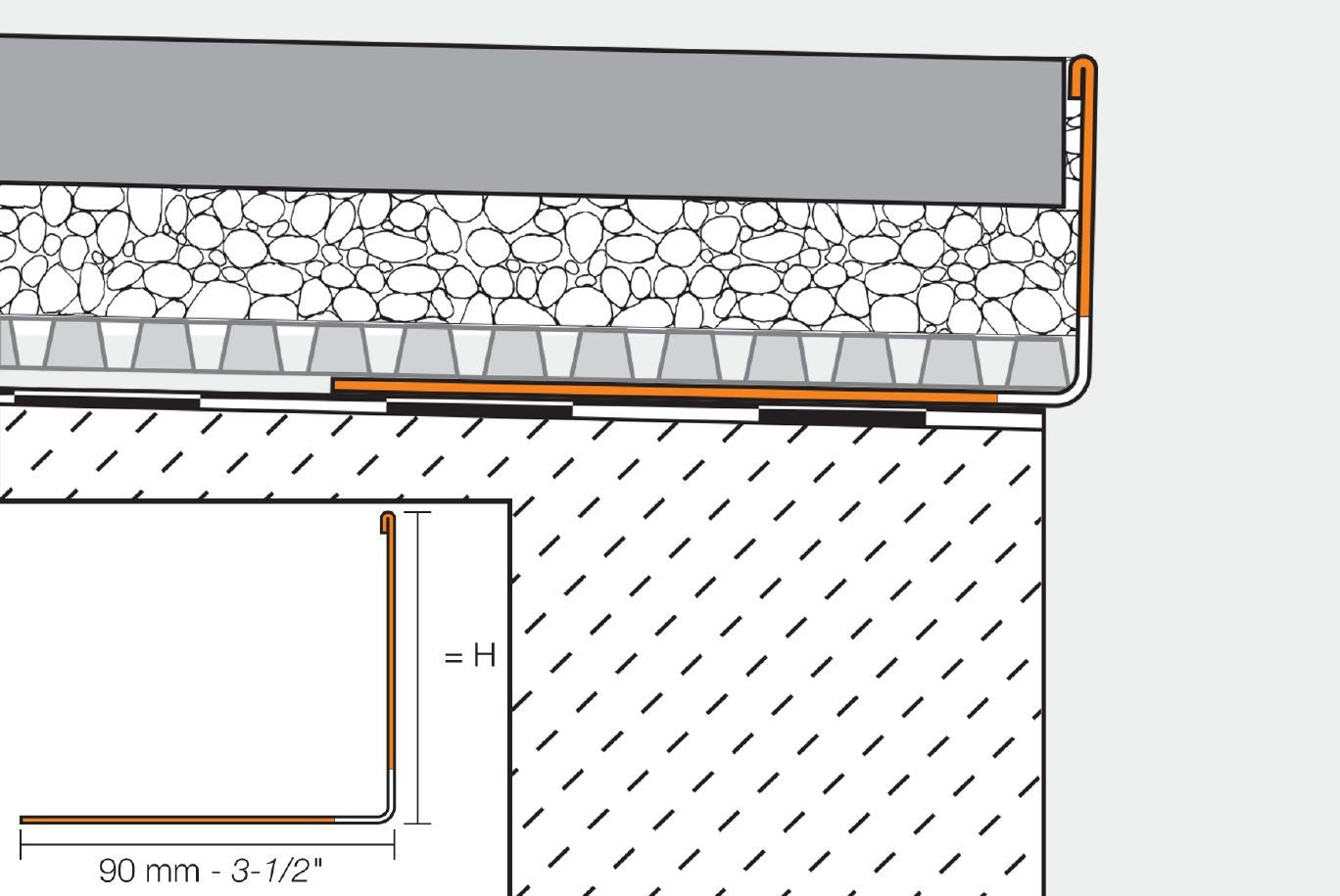 Schluter®-BARA-RWL Edging profile with drainage holes for large-format pavers