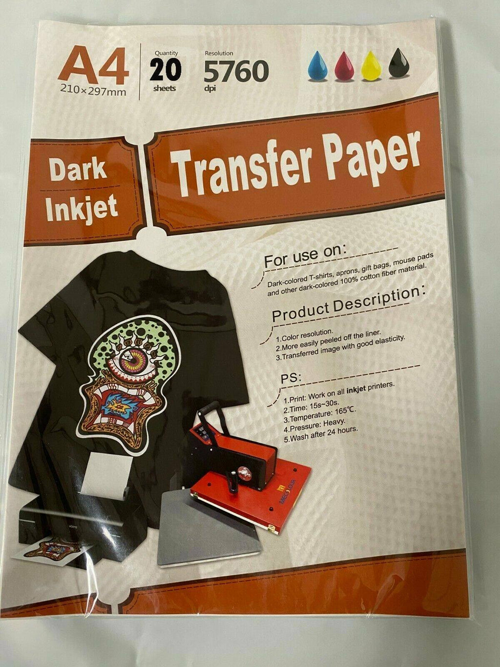 Inkjet heat transfer iron on paper Dark color fabric 12 X 17 A3 - 50  sheets 