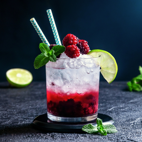 non-alcoholic raspberry collins mocktail recipe