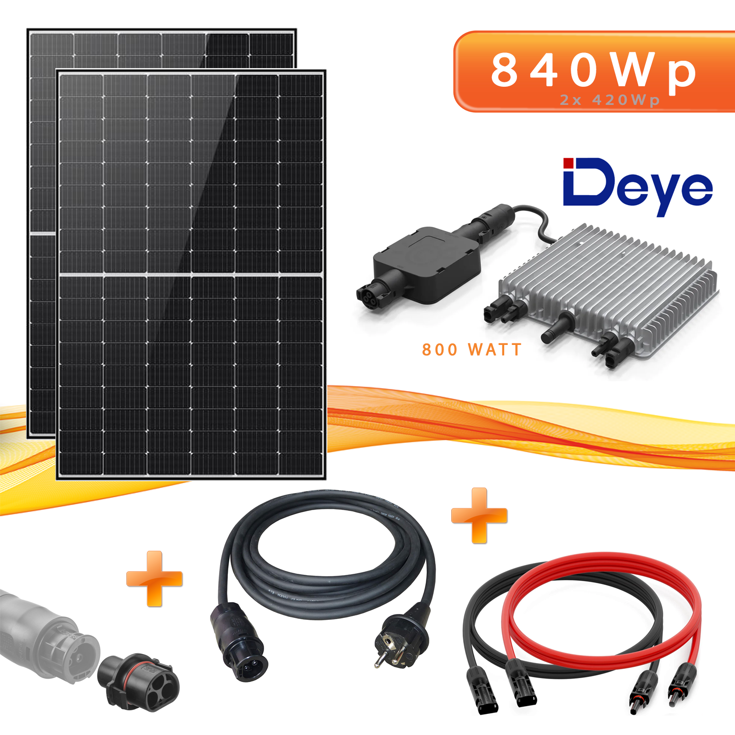 Balkonkraftwerk 800W 2 x JA-Solar 405W + Deye SUN M-80 Wechselrichter WLAN  + AC Adapter-Stecker Solar Photovoltaik Anlage 800 / 810Wp Komplett