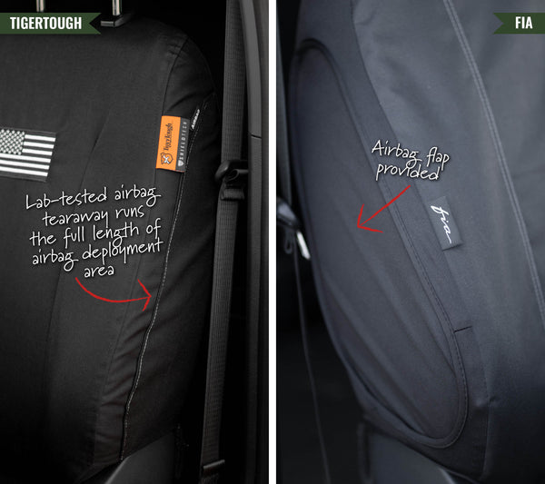 Fia vs TigerTough seat covers air bag compliant portion