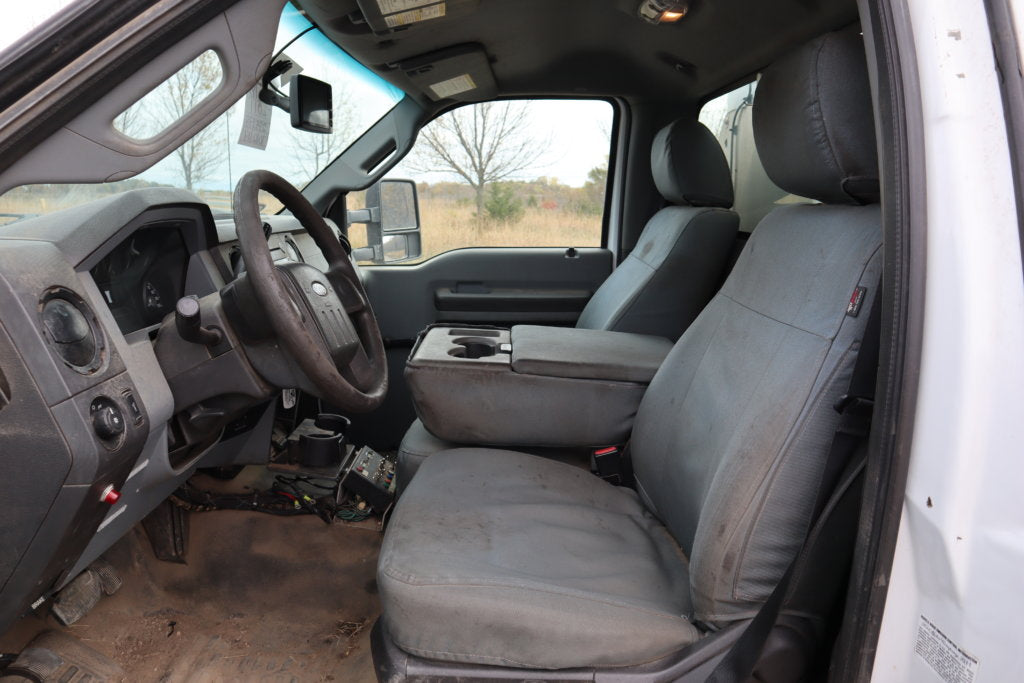 Interior of a truck with eight years of wear.