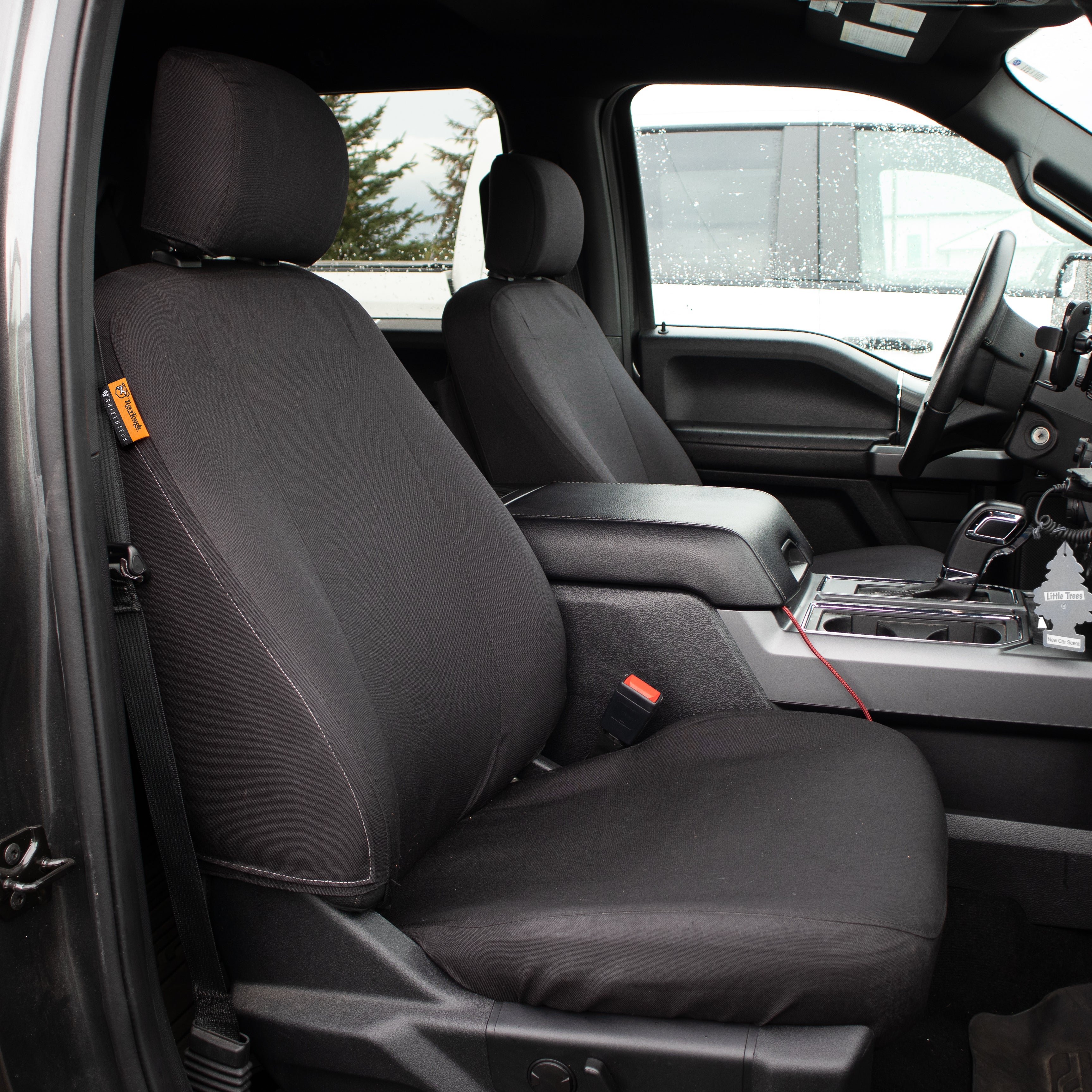 Black TigerTough seat covers in a vehicle