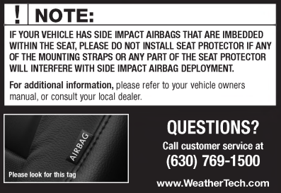 Instructions from WeatherTech Seat Protectors