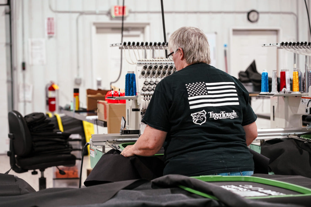 Woman at an embroidery machine