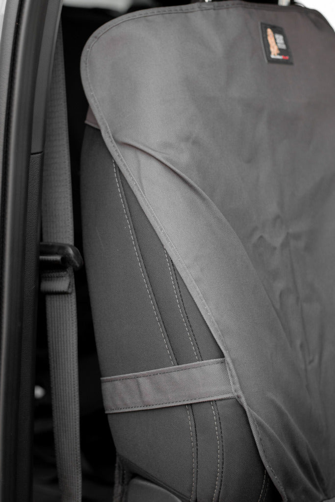 WeatherTech Seat Protector with straps covering the side airbag