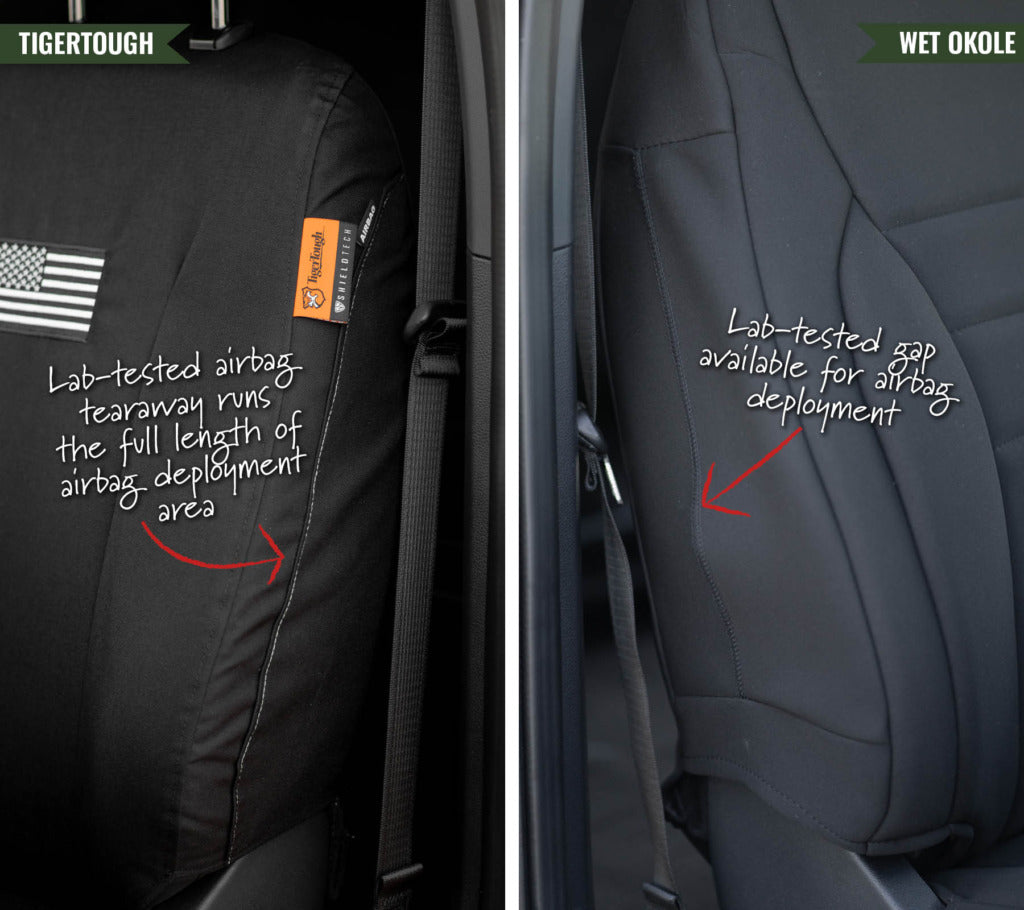 Wet Okole and TigerTough are both airbag safe.