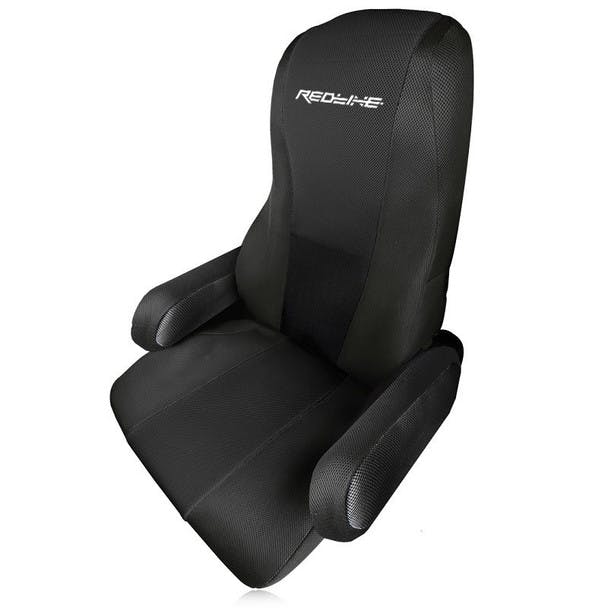 Redline seat cover on a seat