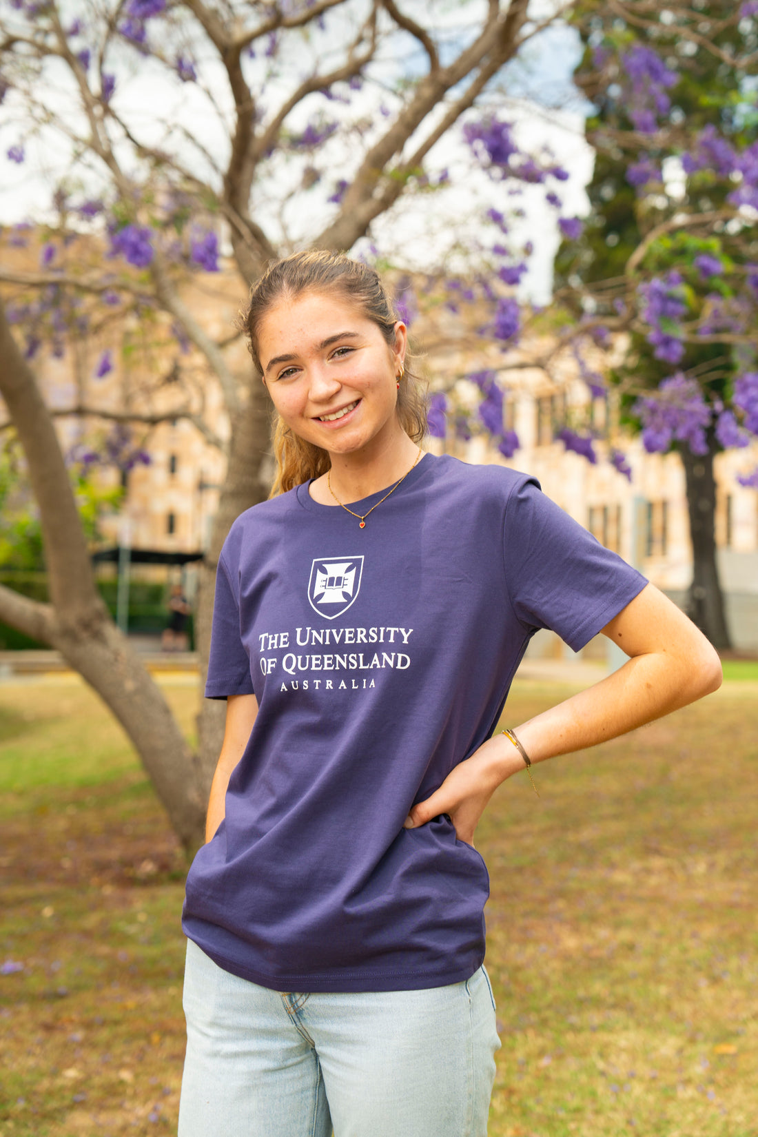 UQ Shield Unisex Tee - Grey/Purple - Big Logo – UQ Shop