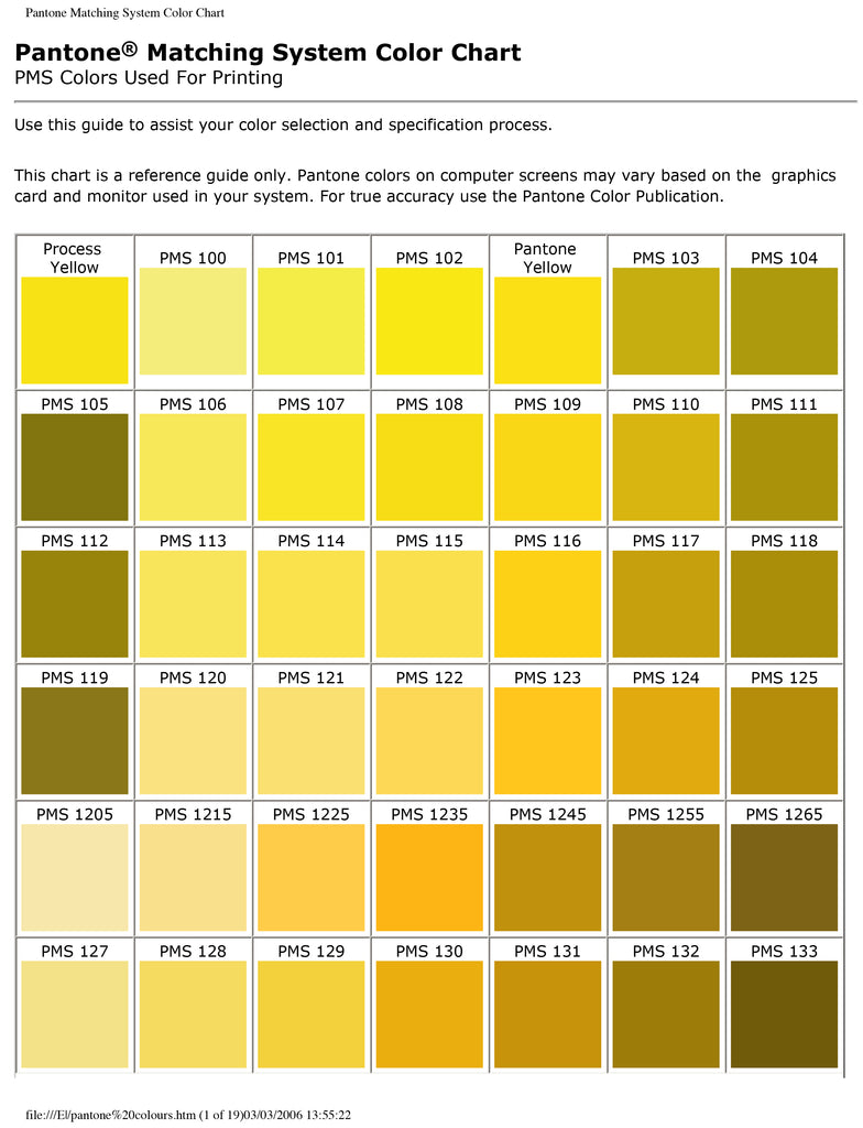 Pantone Colour Chart Australia