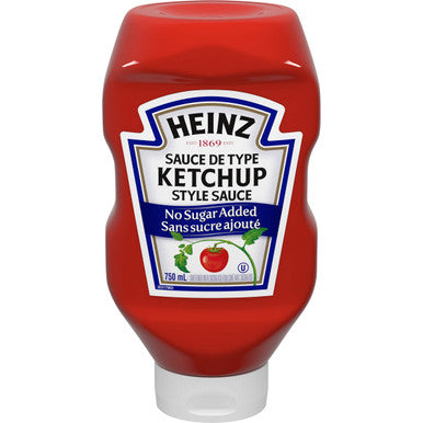 HEINZ Ketchup No Sugar Added, 750ml, 25.4oz., (12 pack) - Foto 1 di 5